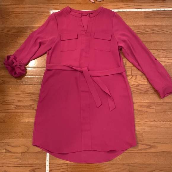 Dresses Pink Shirt Dress With A Belt And Twoway Sleeves Poshmark